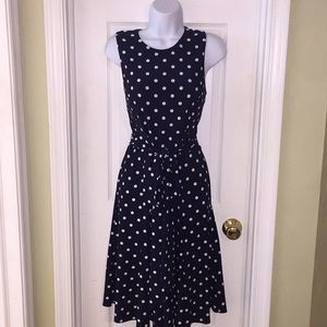 🕰 Ralph Lauren Navy Blue Polka Dot Dress